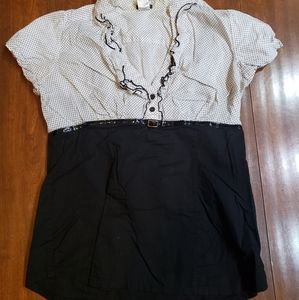 Maurices Ruffle V Neck Belted Top